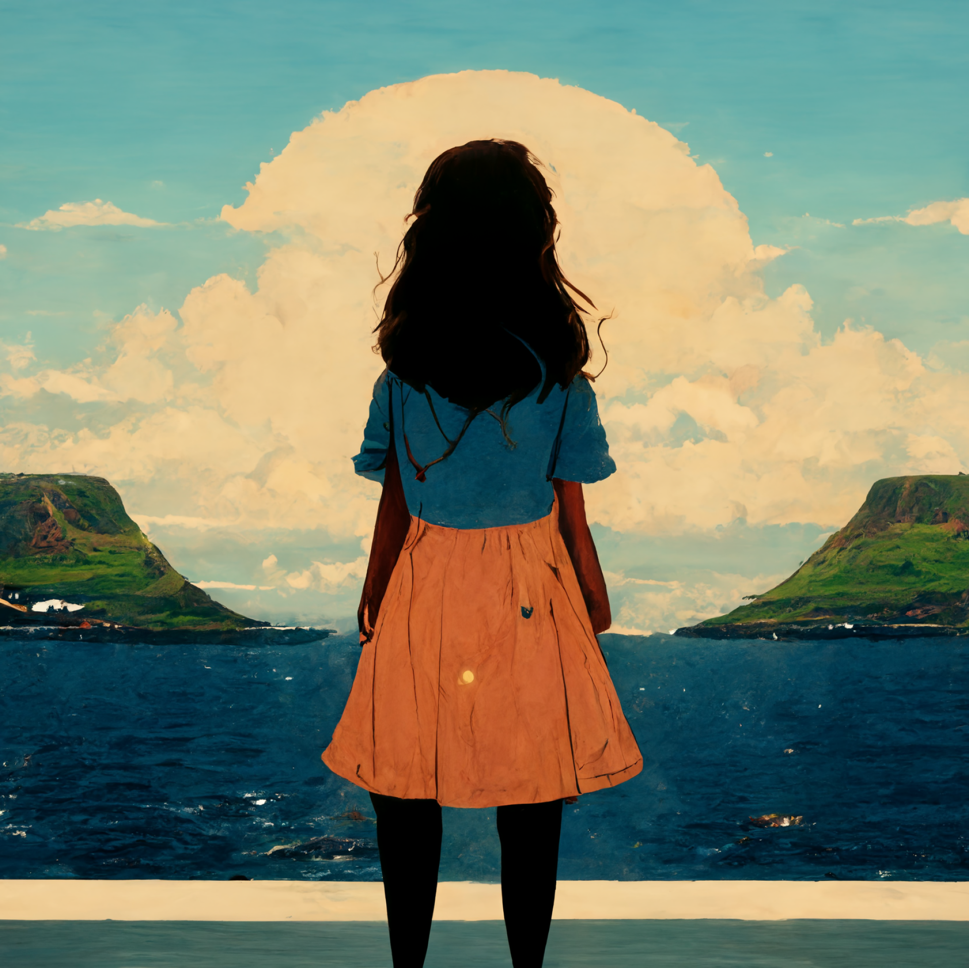 AI-generated image from Midjourney, the Faroe Islands inspired by Ghibli.