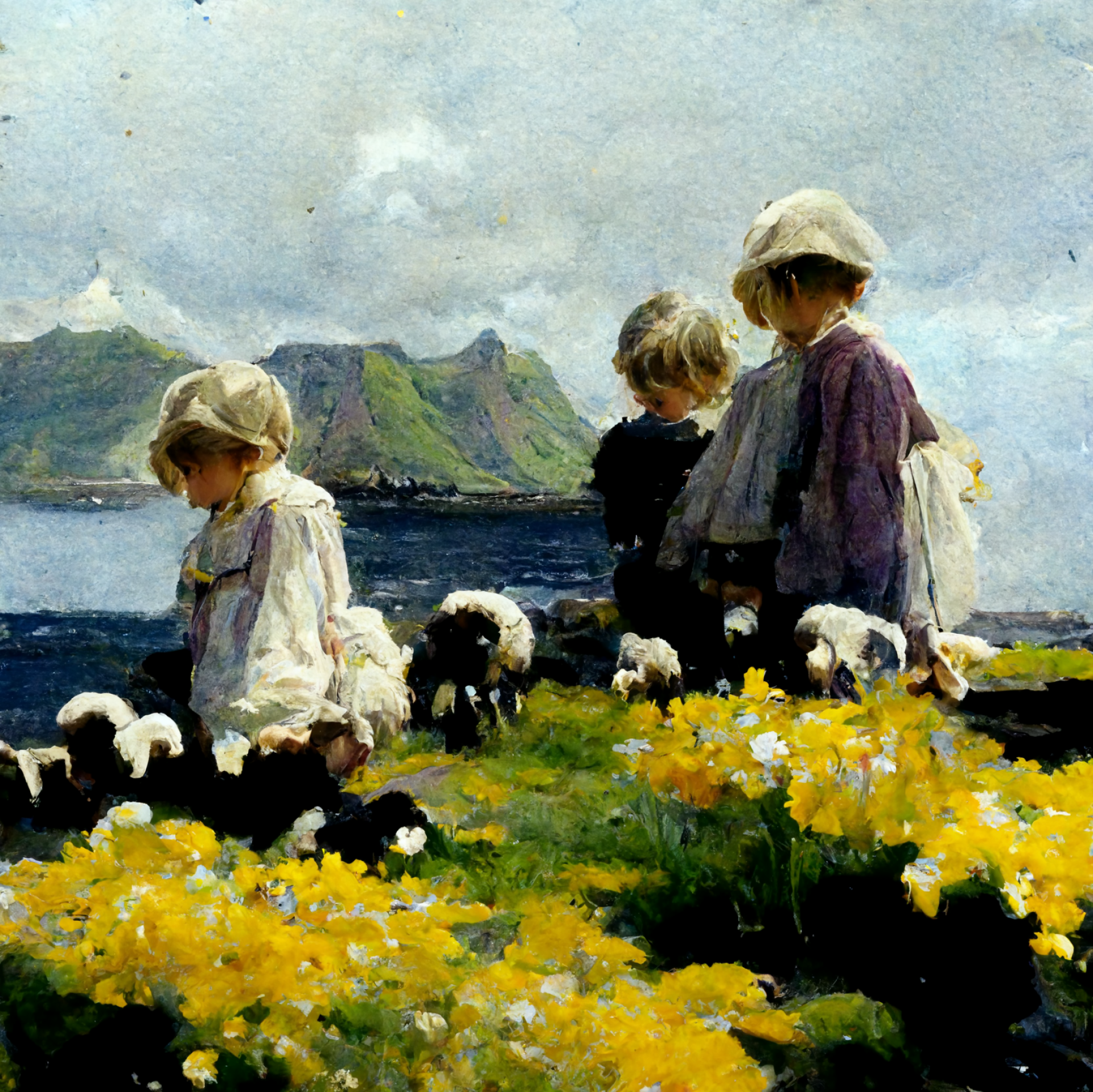 AI-generated image from Midjourney, the Faroe Islands inspired by Joaquín Sorolla.