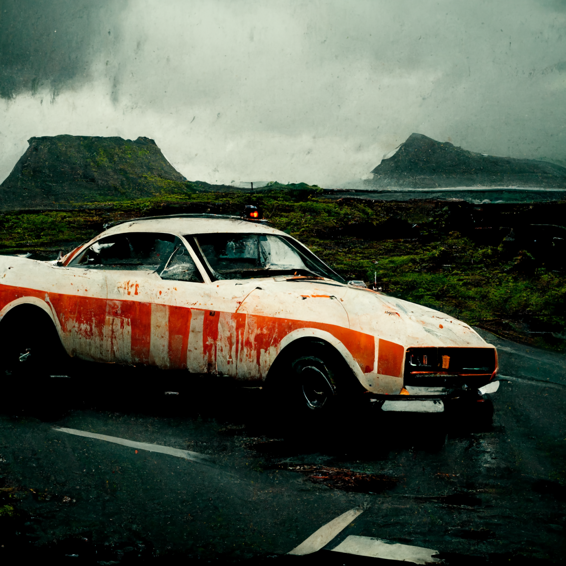 Thumbnail of - AI-generated image from Midjourney, the Faroe Islands inspired by Quentin Tarantino.