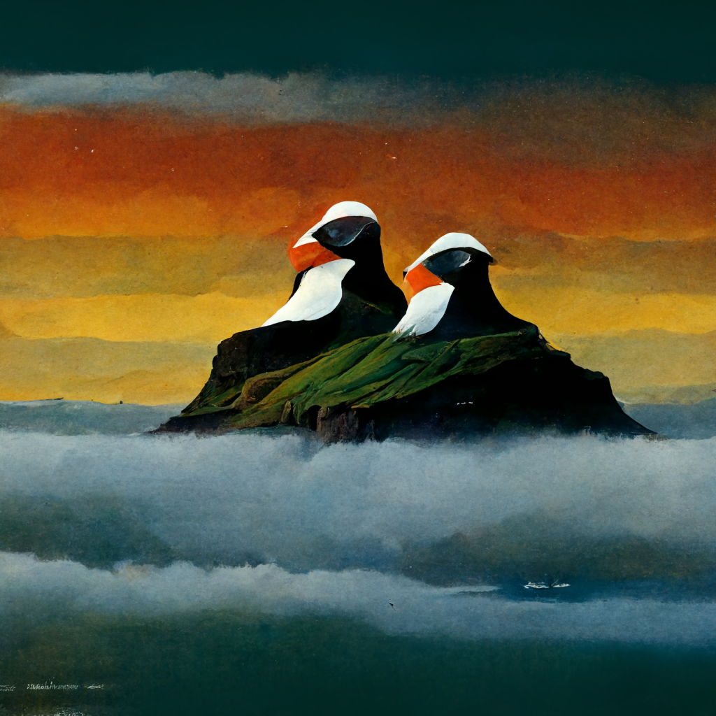 AI-generated image from Midjourney, the Faroe Islands inspired by Salvador Dalí.