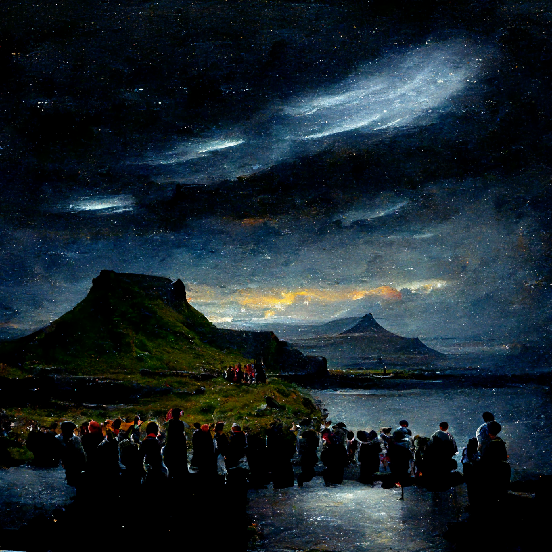 AI-generated image from Midjourney, the Faroe Islands inspired by Rembrandt