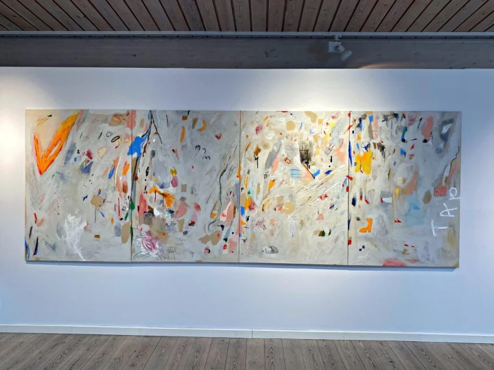 Thumbnail of - Artwork by Kirstin Helgadóttir is displayed at the National Art Gallery in the Faroe Islands. The piece is called Birds in Flux, 2022