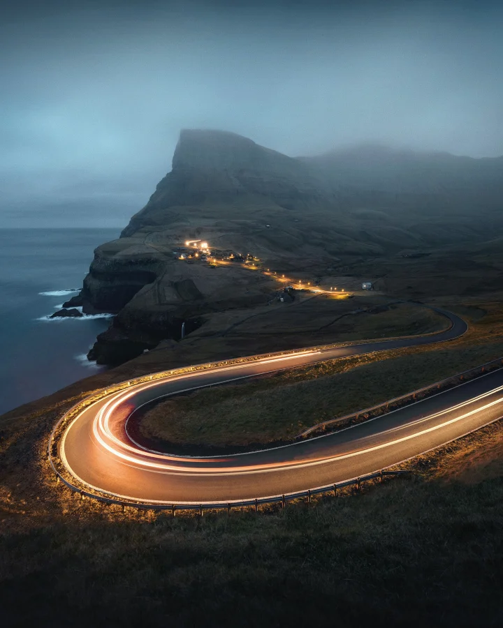 Thumbnail of - Driving at sunset in the Faroe Islands