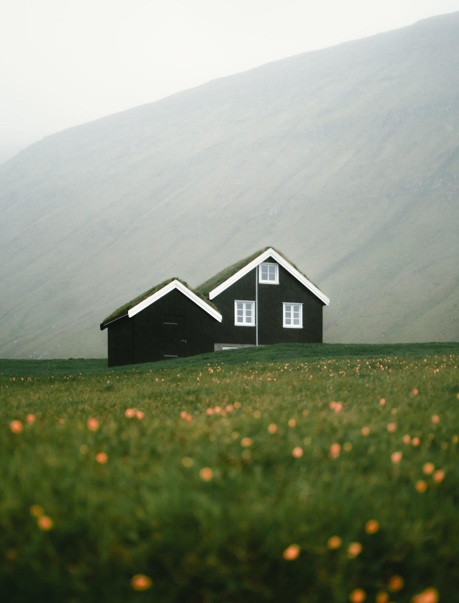 Turf roof house in the Faroe Islands. By Jonas Furstone /@furstonetravel 