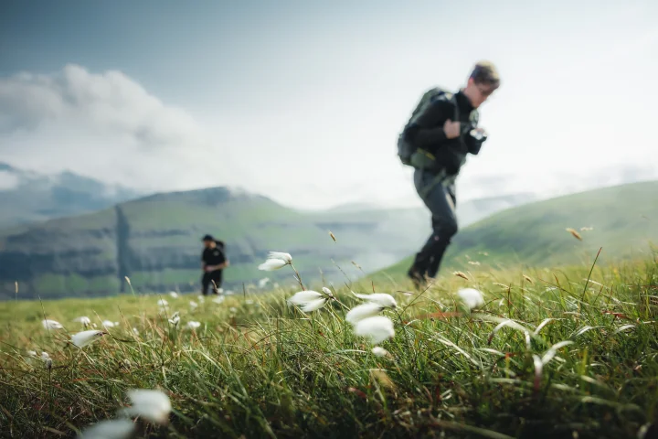 Hiking in the Faroe Islands, nature and beautiful landscapes. 