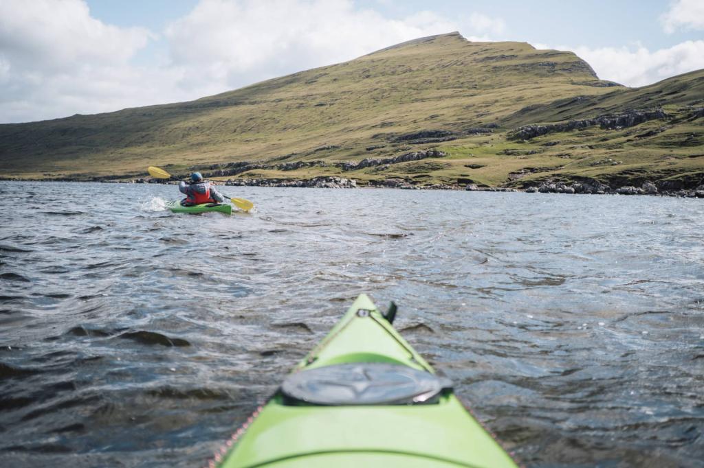 Kayaking on Lake Leitisvatn/Sørvágsvatn. 
Image by Guide to Faroe Islands