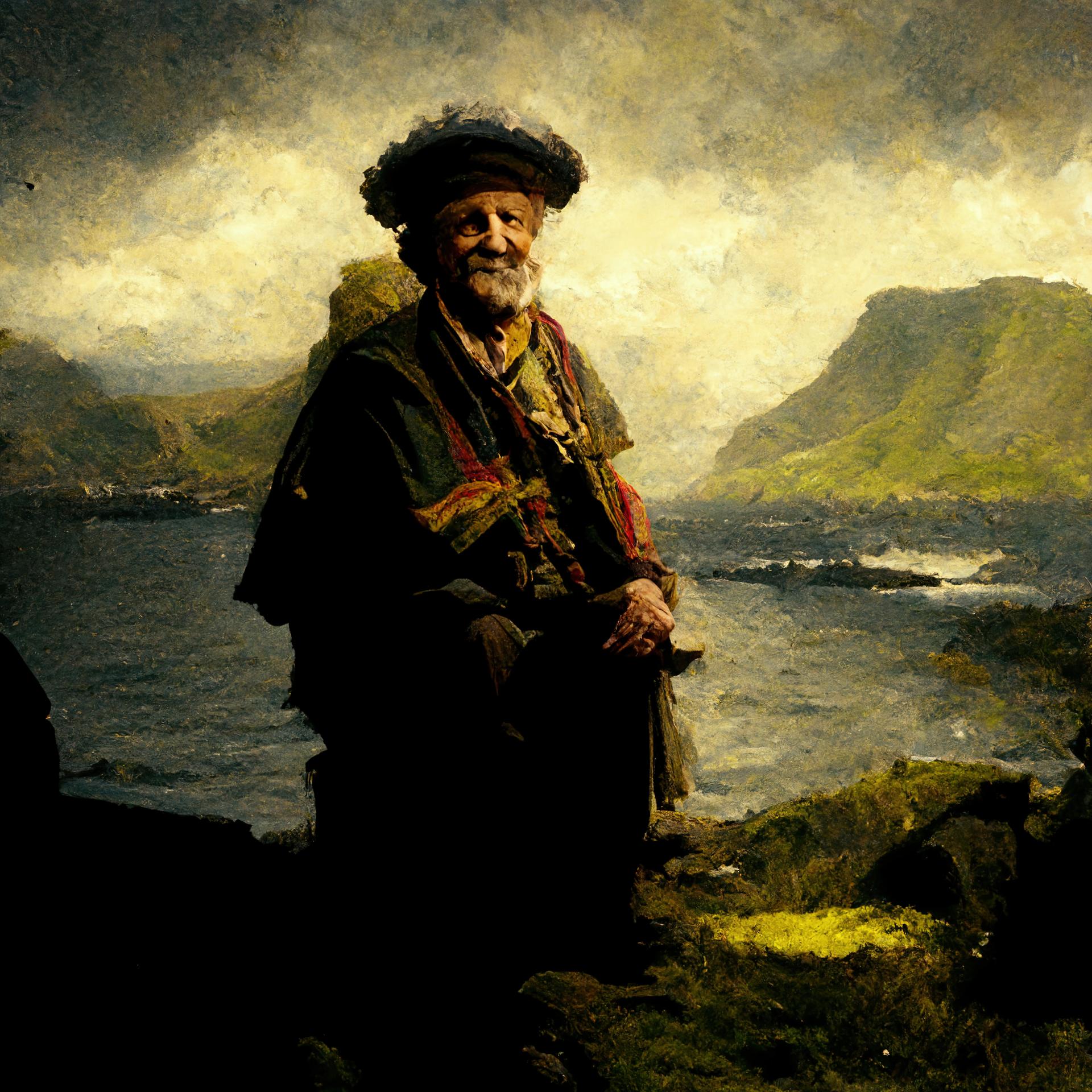 Thumbnail of - Imagine Faroe Islands inspired by Rembrandt Harmenszoon van Rijn using  AI Technology, Midjourney. 