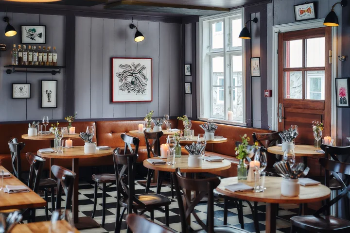 ROKS restaurant in Tórshavn’s Old Town, Faroe Islands, known for modern Faroese cuisine and a cosy historic setting