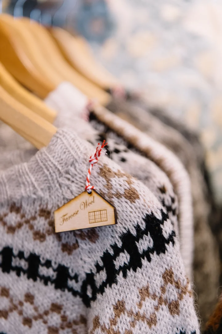 Close-up of shoulder of traditional Faroese sweaters