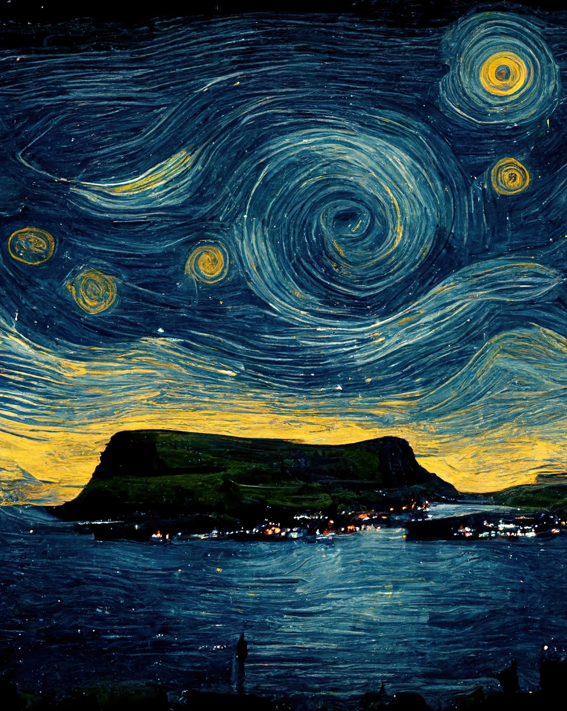 Thumbnail of - Imagine Faroe Islands inspired by Vincent Van Gogh using  AI Technology, Midjourney. 